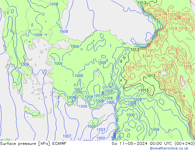 Surface pressure ECMWF Sa 11.05.2024 00 UTC