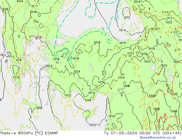 Theta-e 850hPa ECMWF  07.05.2024 00 UTC