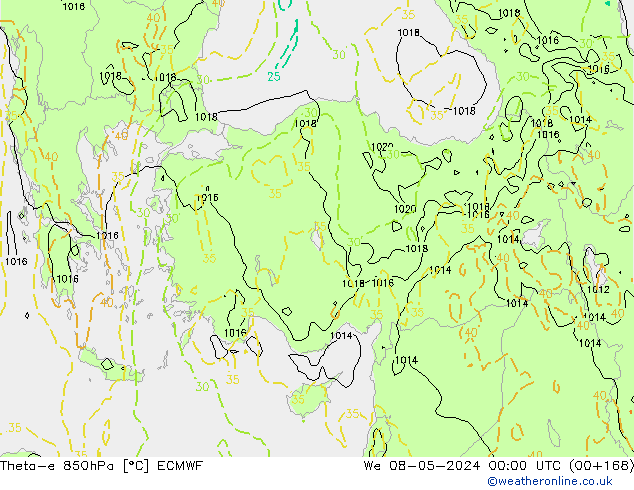 Theta-e 850hPa ECMWF Çar 08.05.2024 00 UTC