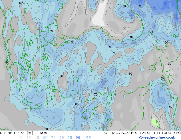 RH 850 hPa ECMWF Su 05.05.2024 12 UTC