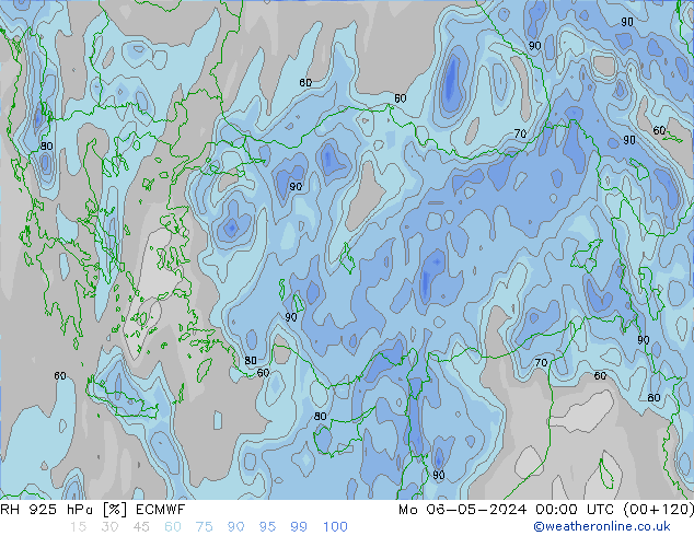 RH 925 hPa ECMWF Seg 06.05.2024 00 UTC