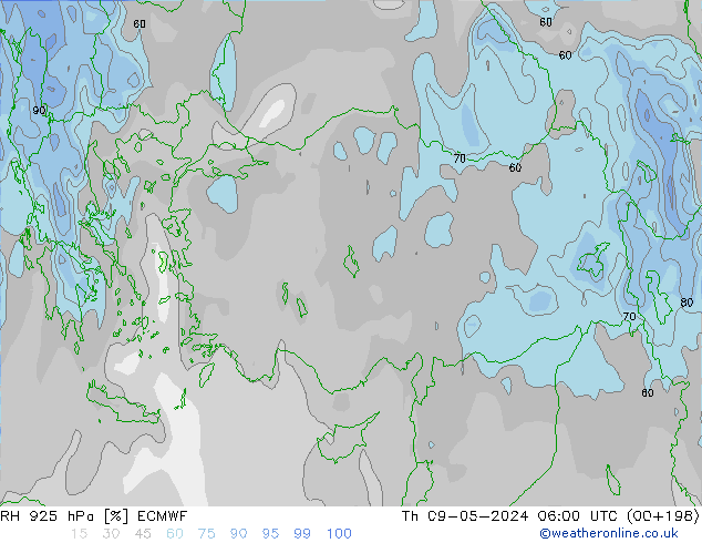 RH 925 hPa ECMWF Čt 09.05.2024 06 UTC