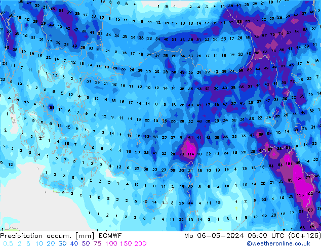 Totale neerslag ECMWF ma 06.05.2024 06 UTC