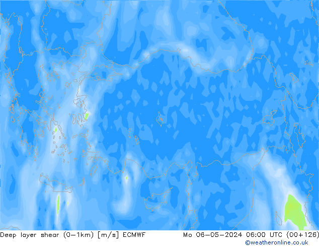 Deep layer shear (0-1km) ECMWF ma 06.05.2024 06 UTC