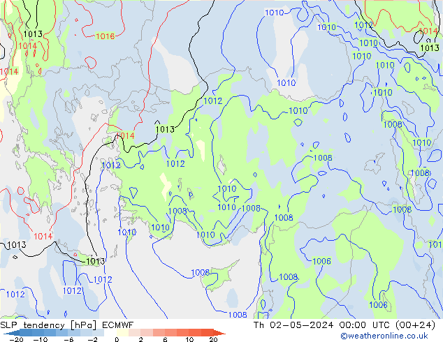 Tendance de pression  ECMWF jeu 02.05.2024 00 UTC