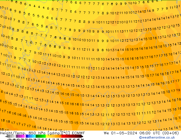 Z500/Rain (+SLP)/Z850 ECMWF Qua 01.05.2024 06 UTC