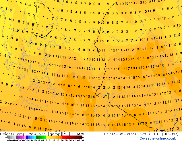 Z500/Rain (+SLP)/Z850 ECMWF Fr 03.05.2024 12 UTC