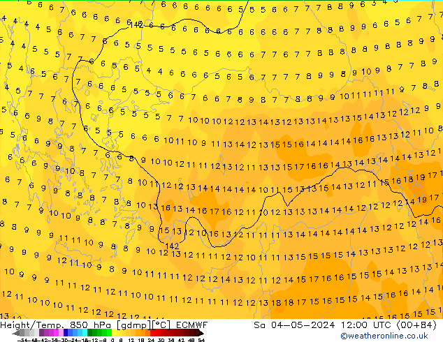 Z500/Rain (+SLP)/Z850 ECMWF sam 04.05.2024 12 UTC