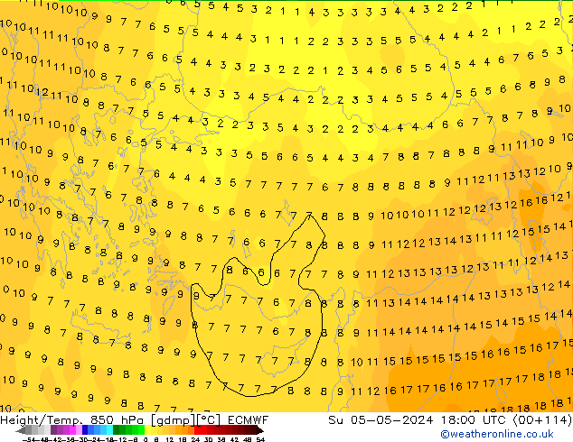 Z500/Regen(+SLP)/Z850 ECMWF zo 05.05.2024 18 UTC