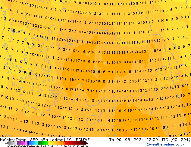 Z500/Rain (+SLP)/Z850 ECMWF Qui 09.05.2024 12 UTC