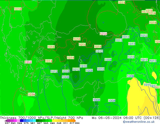 Dikte700-1000 hPa ECMWF ma 06.05.2024 06 UTC