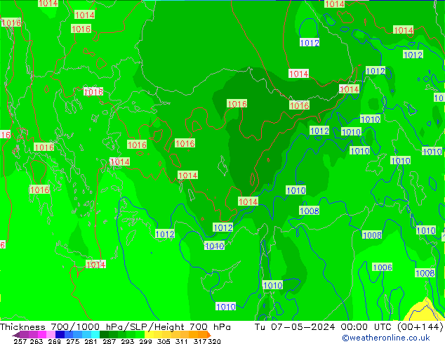 Thck 700-1000 hPa ECMWF Ter 07.05.2024 00 UTC