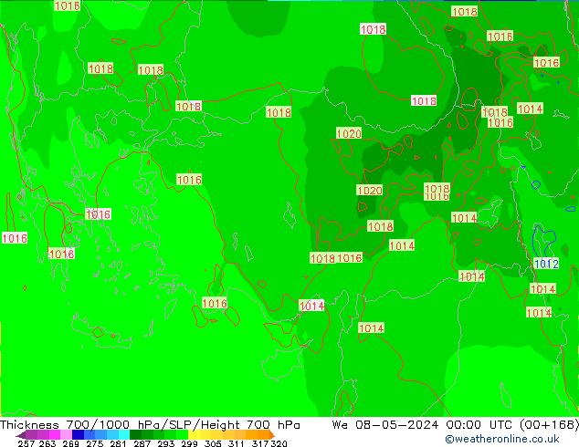 700-1000 hPa Kalınlığı ECMWF Çar 08.05.2024 00 UTC