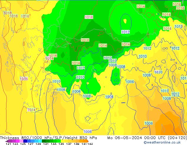 Thck 850-1000 hPa ECMWF Seg 06.05.2024 00 UTC