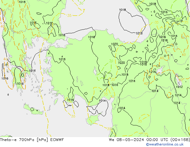 Theta-e 700hPa ECMWF wo 08.05.2024 00 UTC