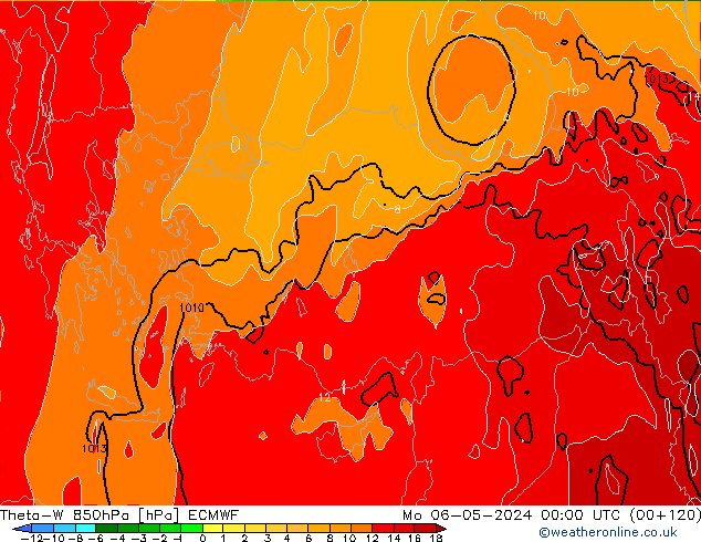 Theta-W 850hPa ECMWF Seg 06.05.2024 00 UTC