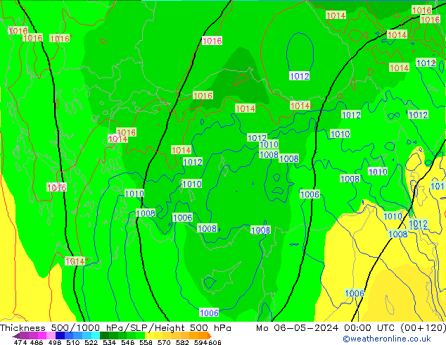 Thck 500-1000hPa ECMWF Mo 06.05.2024 00 UTC