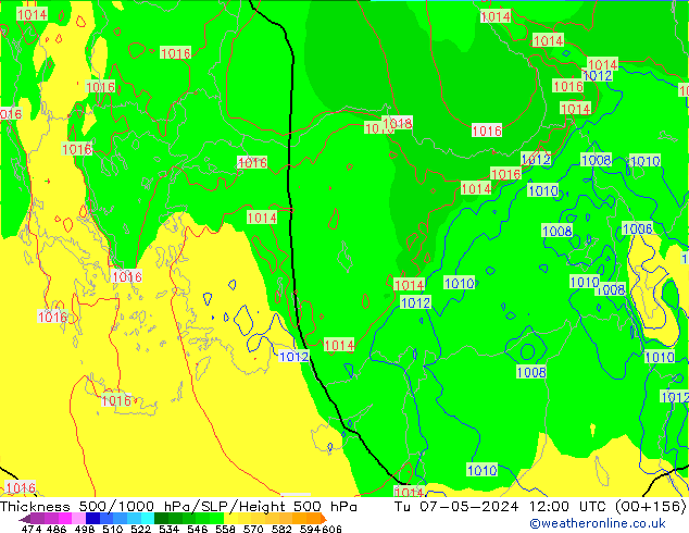 Thck 500-1000hPa ECMWF Tu 07.05.2024 12 UTC