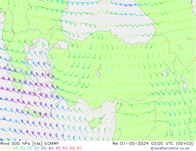 Wind 500 hPa ECMWF Mi 01.05.2024 03 UTC