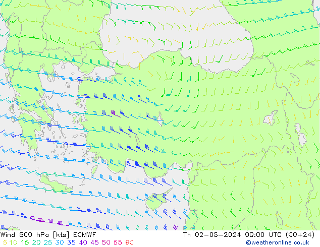 Vent 500 hPa ECMWF jeu 02.05.2024 00 UTC