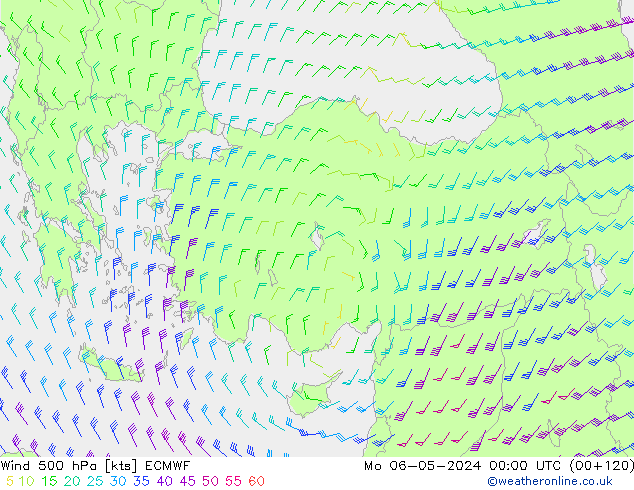 Wind 500 hPa ECMWF Mo 06.05.2024 00 UTC