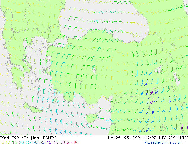 Vent 700 hPa ECMWF lun 06.05.2024 12 UTC