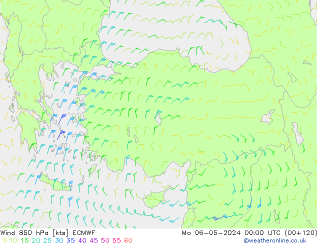 Viento 850 hPa ECMWF lun 06.05.2024 00 UTC