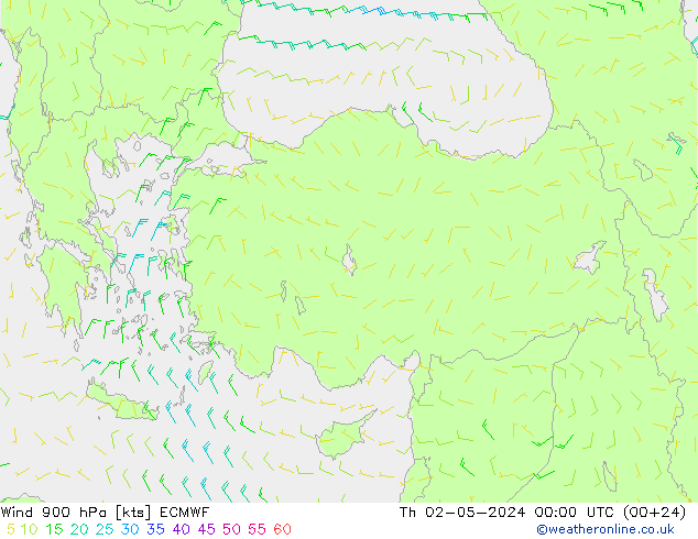 Vent 900 hPa ECMWF jeu 02.05.2024 00 UTC