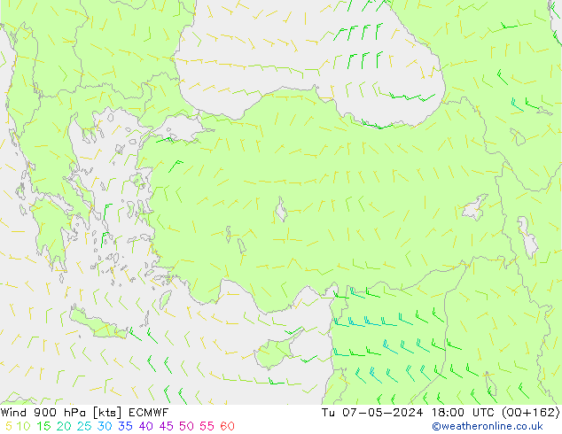 Wind 900 hPa ECMWF Tu 07.05.2024 18 UTC