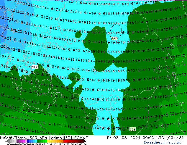 Z500/Regen(+SLP)/Z850 ECMWF vr 03.05.2024 00 UTC