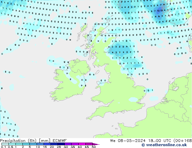 Z500/Yağmur (+YB)/Z850 ECMWF Çar 08.05.2024 00 UTC