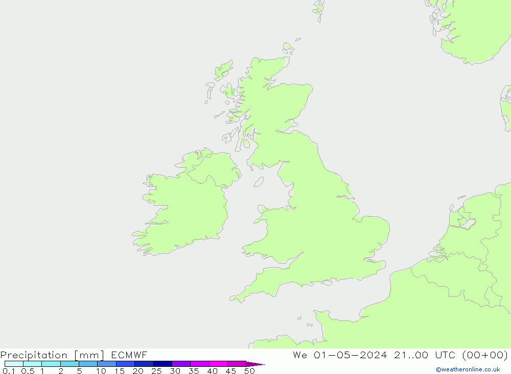 Precipitation ECMWF We 01.05.2024 00 UTC