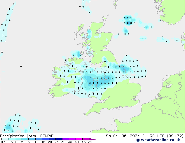 Srážky ECMWF So 04.05.2024 00 UTC