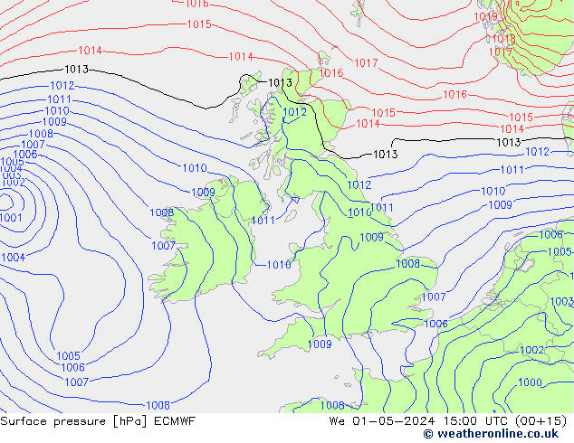 pression de l'air ECMWF mer 01.05.2024 15 UTC