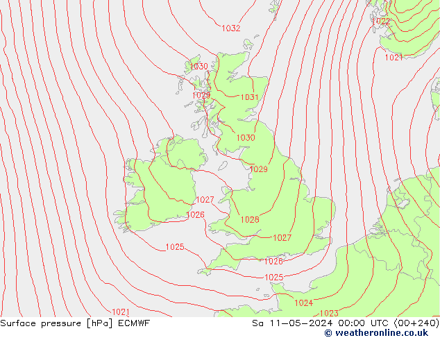 Surface pressure ECMWF Sa 11.05.2024 00 UTC