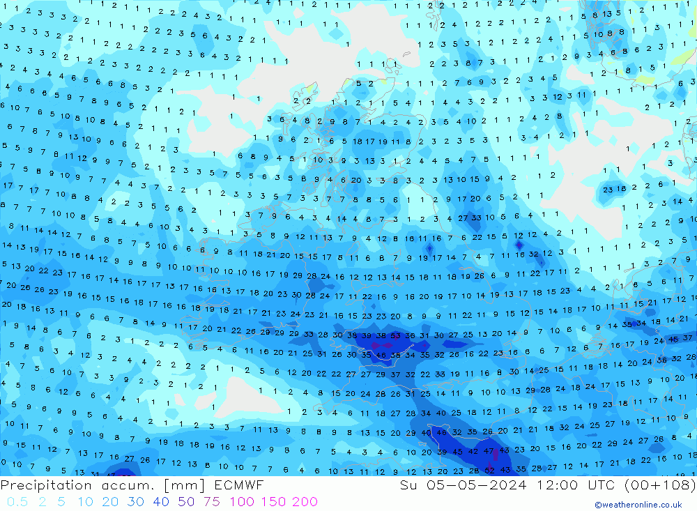 Precipitation accum. ECMWF Su 05.05.2024 12 UTC