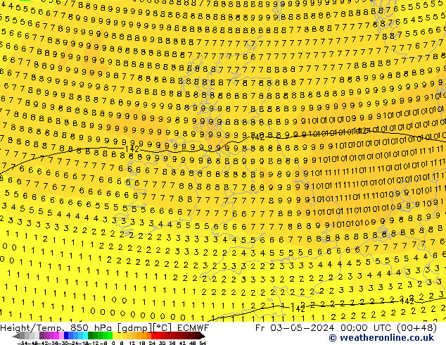 Z500/Rain (+SLP)/Z850 ECMWF Pá 03.05.2024 00 UTC