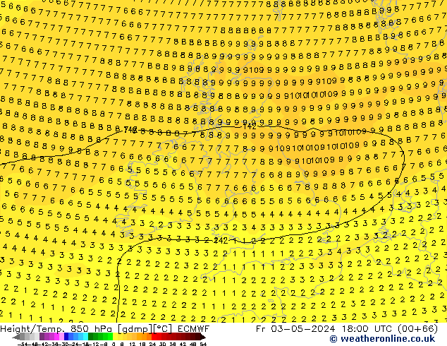 Z500/Rain (+SLP)/Z850 ECMWF Fr 03.05.2024 18 UTC