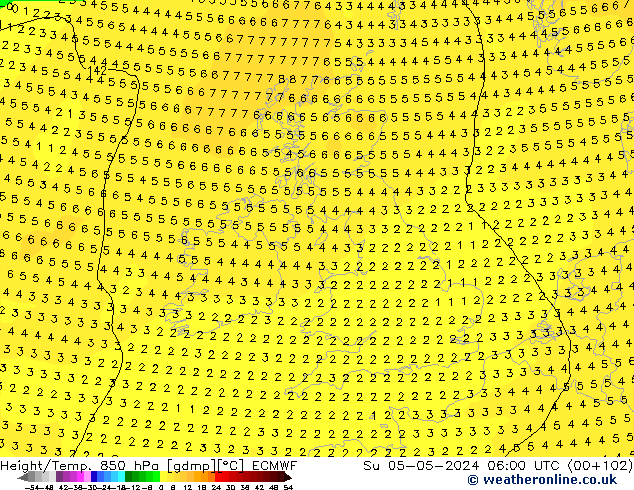 Z500/Rain (+SLP)/Z850 ECMWF Su 05.05.2024 06 UTC