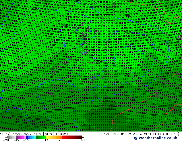 SLP/Temp. 850 hPa ECMWF so. 04.05.2024 00 UTC