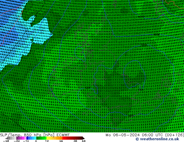 850 hPa Yer Bas./Sıc ECMWF Pzt 06.05.2024 06 UTC