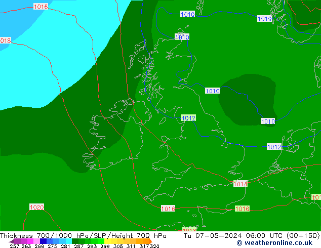 Thck 700-1000 hPa ECMWF Tu 07.05.2024 06 UTC