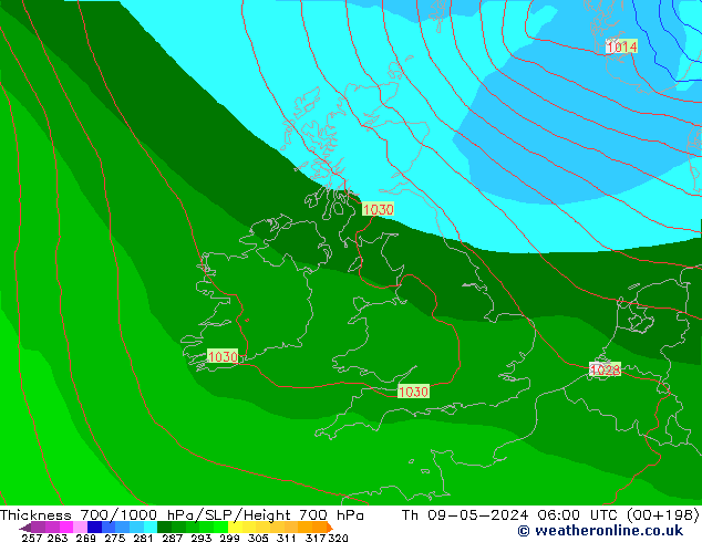 Thck 700-1000 гПа ECMWF чт 09.05.2024 06 UTC