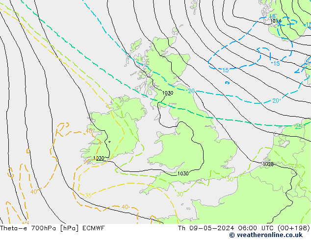 Theta-e 700гПа ECMWF чт 09.05.2024 06 UTC