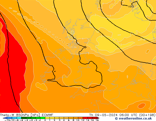 Theta-W 850гПа ECMWF чт 09.05.2024 06 UTC