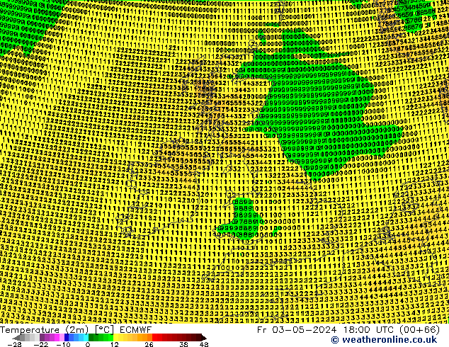 Temperature (2m) ECMWF Fr 03.05.2024 18 UTC