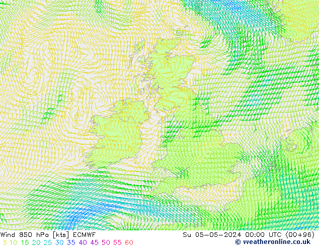 Wind 850 hPa ECMWF Su 05.05.2024 00 UTC