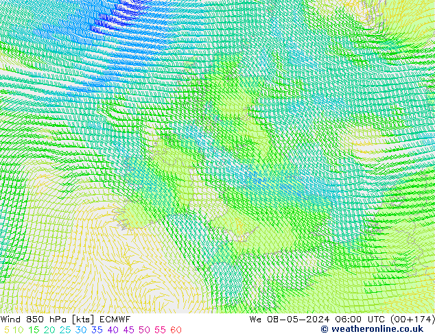 Wind 850 hPa ECMWF We 08.05.2024 06 UTC
