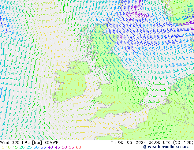 ветер 900 гПа ECMWF чт 09.05.2024 06 UTC