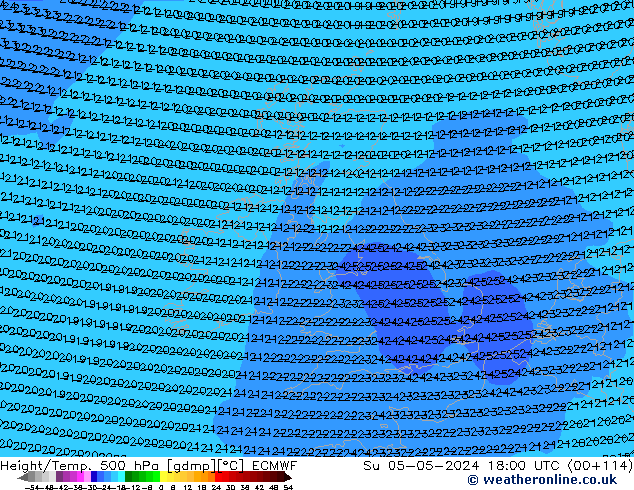 Z500/Rain (+SLP)/Z850 ECMWF nie. 05.05.2024 18 UTC